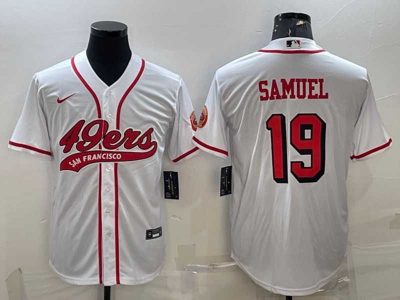 Men%27s San Francisco 49ers #19 Deebo Samuel New White With Patch Cool Base Stitched Baseball Jersey->san francisco 49ers->NFL Jersey
